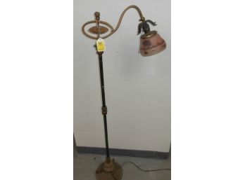 Vintage Floor Lamp With A Hand Painted Shade