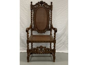 Carved Mahogany Arm Chair With Cherubs