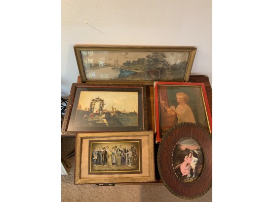 5 Assorted Antique And Vintage Prints