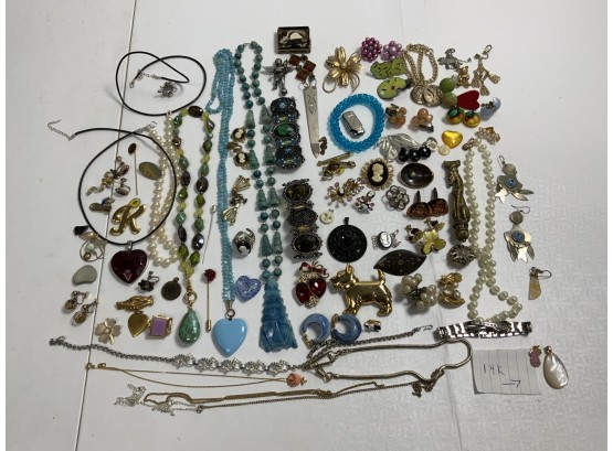 Assorted Costume Jewelry Lot With 2 Pieces Of Gold