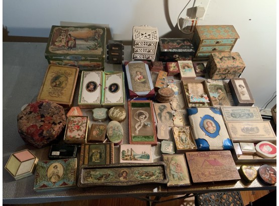 Large Grouping Of Assorted Antique And Decorative Box Lot