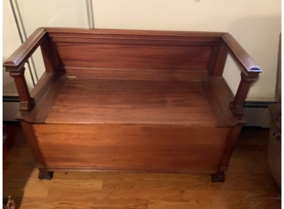 Victorian Mahogany Lift Top Bench With Paw Feet