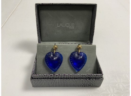 Pair Of Lalique Blue Earrings