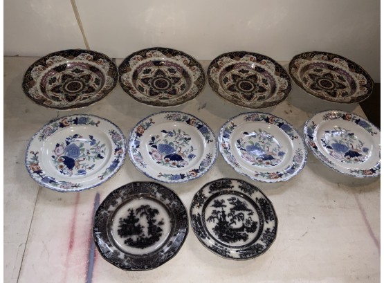 10 Transfer-ware Bowls And Plates