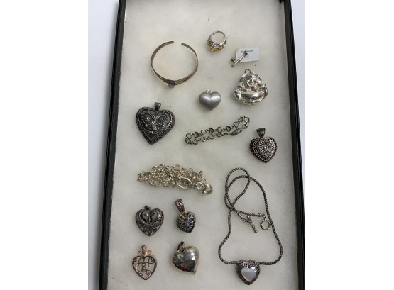 14 Pieces Of Sterling Silver Jewelry 5.2 Ozt
