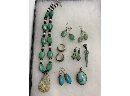 8 Piece Sterling And Turquoise  Lot