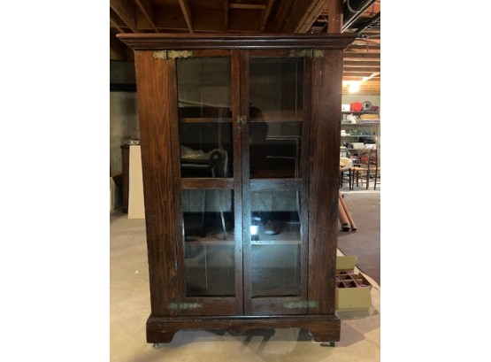 1950's Glass Front Cabinet With 4 Shelves