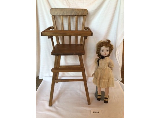 Antique Doll And 1940's Doll High Chair