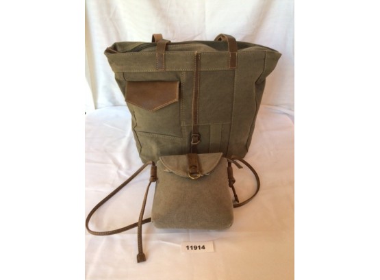 2 Pieces Of Leather Trimmed 'CargoIt' Canvas Bags
