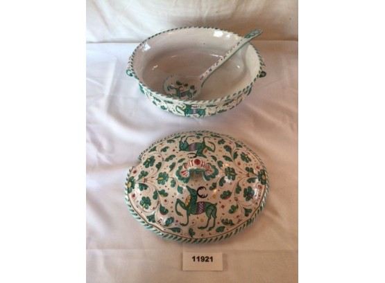 Covered Soup Tureen With Ladle And With Stags