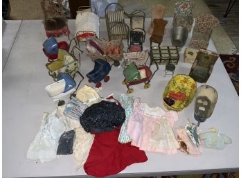 Group Of Vintage Doll Clothes And Other Accessories