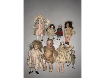 8 Porcelain German Dolls With Glass Eyes