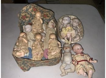 12 Vintage Porcelain Jointed Baby Dolls