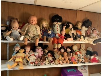 Large Grouping Of Assorted Dolls And Plush Items