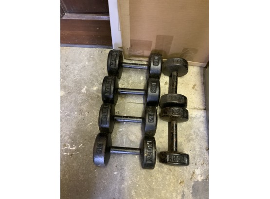 3 Sets Of Iron Dumbbells By York