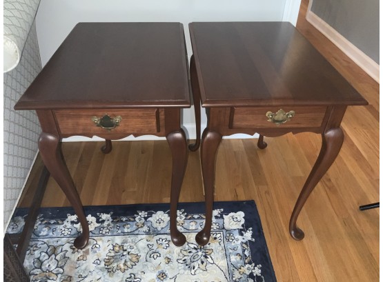A Pair Of Cherry Hitchcock 1 Drawer Side Tables