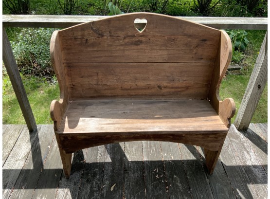 Wood Bench With Heart Cutout