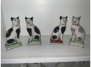 2 Pair Of Staffordshire Cats By Staffordshire Ware
