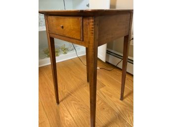 Tiger Maple Side Table With Cookie Cutter Corners And 1 Drawer