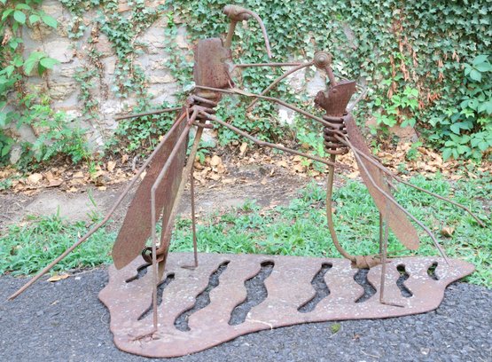 Mosquitos Fighting  Metal Garden Sculpture Double D Iron Robert H. May Wyoming