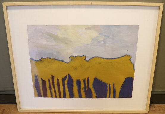 Large Unique Cows Silhouette Abstract Painting Unsigned