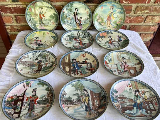 Set 12 1980s - 1990s Imperial Jingdezhen Porcelain Hand Painted Plates