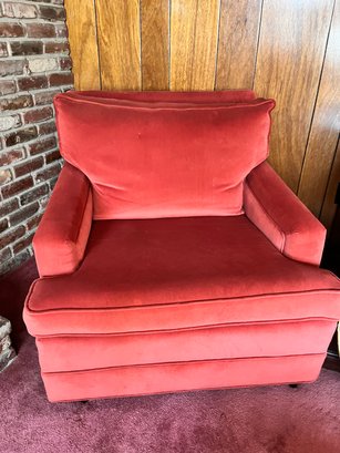 Pair Of Red/pink Velvet Upholsted Vintage Arm Chairs