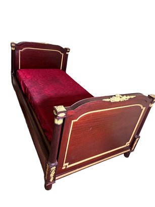 French Empire Mahogany And Gilt Bronze Antique Single Bed