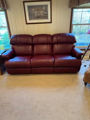 FAUX LEATHER LAZY BOY DUAL RECLINER COUCH