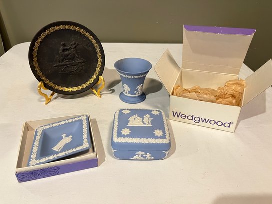 Wedgwood Jasper & Black Lot Candy Box, Dish, Plates, Vase