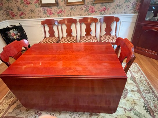 DINING ROOM CHERRY DROP LEAF TABLE  MATCHING CHAIRS