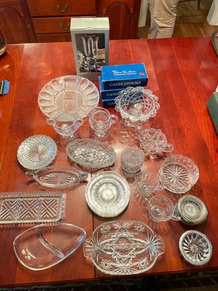 LOT OF GLASS CRYSTAL SERVING CUT GLASS EGG PLATE TOASTING GLASSES