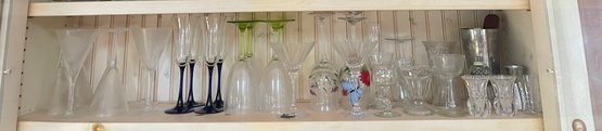 VINTAGE ASSORTED ETCHED WINE GLASSES ETCHED PAINTED