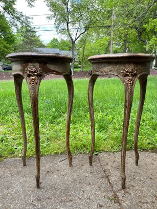 Pair Of Crescent Shaped Antique Pedestal Tables