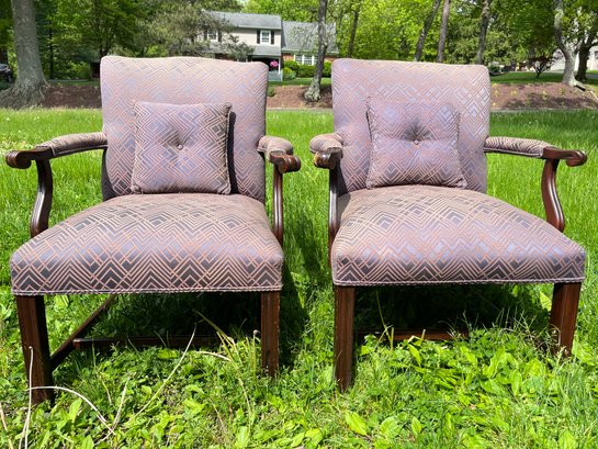 Pair Of Vintage Upholstered Armchairs