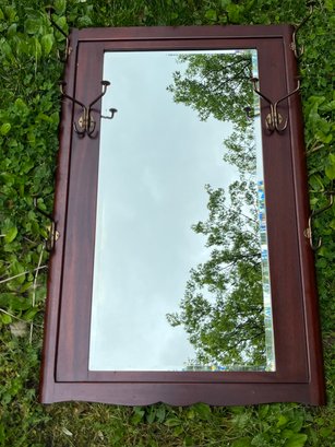 Large Vintage Wall Mirror With Coat/hat Hooks