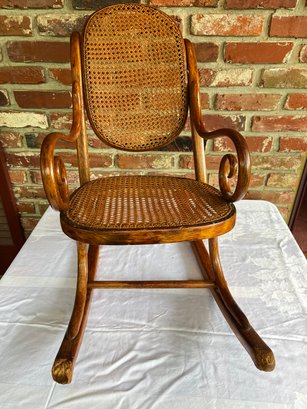 Child's Bentwood Cane Back Rocking Chair