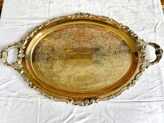 Baroque Wallace Silverplate Serving Tray With Handles