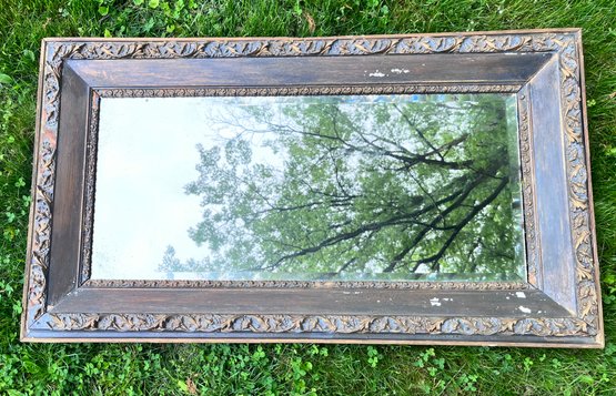 Antique Rectangular Wood Ornate Mirror