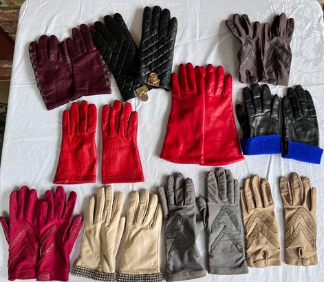 Lot Of Womens Gloves - Leather, Wool, Cashmere