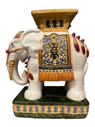 East Asian Elephant Form Ceramic Garden Seat