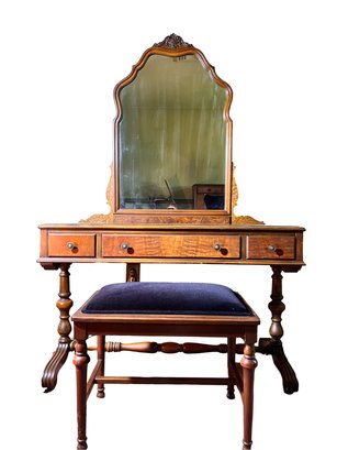Antique J.K. Rishel Furniture Co Vanity With Mirror And Bench