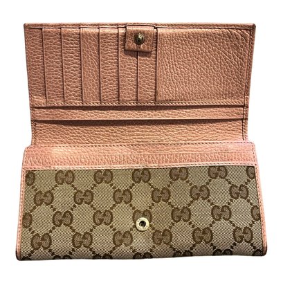 Gucci Continental Long Flap Wallet Pink Lining Authentic