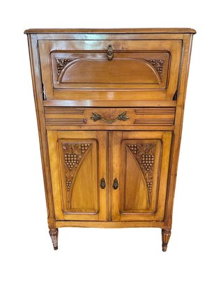 Antique Wooden Cabinet With Carved Grape Design