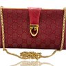 GUCCI VINTAGE RED CANVAS AND LEATHER CHAIN PURSE CLUTCH