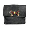 GUCCI Princey W Hook Wallet Folding GG Canvas 167465 Black Leather Ribbon Red