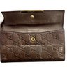 Gucci Shima GG Logo Brown Leather Long Wallet Authentic