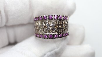 PINK SAPPHIRE & DIAMOND 14K SOLID WHITE GOLD RING  1.62CTW 11.32 GRAMS, SIZE 8 GEMSTONE FINE JEWELRY