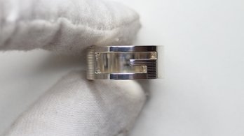 AUTHENTIC GUCCI UNISEX RING IN 925 STERLING SILVER WITH SIGNATURE G LOGO, MADE IN ITALY