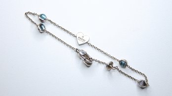 GUCCI BLUE TOPAZ BRACELET .925 STERLING SILVER G LOGO MADE IN ITALY SIGNATURE AUTHENTIC BRAND